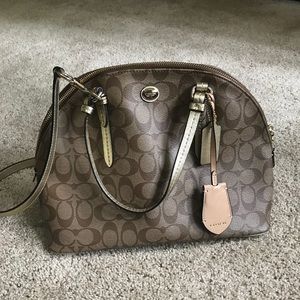 Coach signature leather satchel purse bag